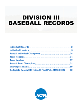 Division Iii Baseball Records