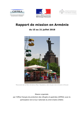 Rapport De Mission En Arménie