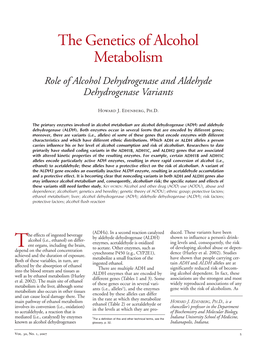 The Genetics of Alcohol Metabolism