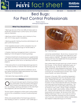 Bed Bugs: for Pest Control Professionals Ryan S