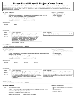 Phase II and Phase III Project Cover Sheet