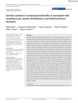 Genetic Variation in Neotropical Butterflies Is Associated with Sampling Scale, Species Distributions, and Historical Forest Dynamics