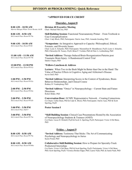 DIVISION 40 PROGRAMMING: Quick Reference