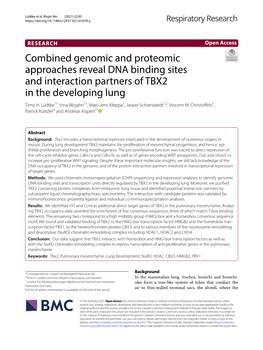 Combined Genomic and Proteomic Approaches Reveal DNA Binding Sites and Interaction Partners of TBX2 in the Developing Lung Timo H