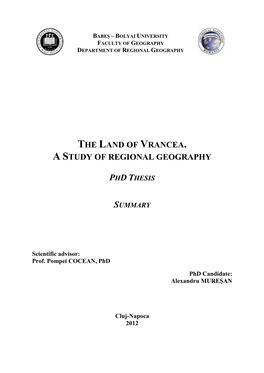 The Land of Vrancea. a Study of Regional Geography