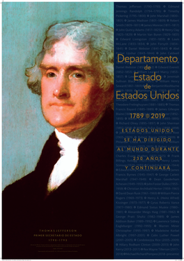 Dos 230Th Anniversary Thos Jefferson First Secretary of State Poster Spanish.Indd 1 8/13/19 10:33 AM