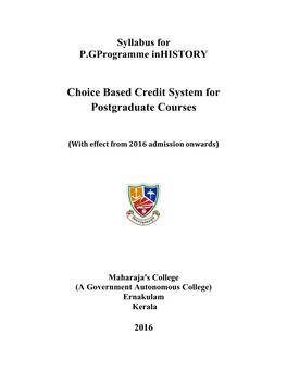 Choice Based Credit System for Postgraduate Courses