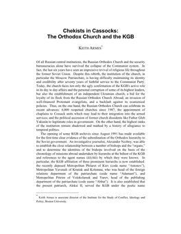 The Orthodox Church and the KGB