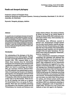 Fossils and Decapod Phylogeny