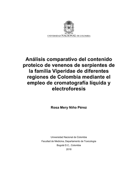 Análisis Comparativo Del Contenido Proteico De Venenos De Serpientes