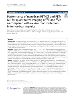 Performance of Nanoscan PET/CT and PET/MR for Quantitative