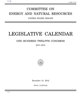 Legislative Calendar