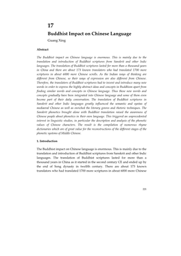 Buddhist Impact on Chinese Language Guang Xing