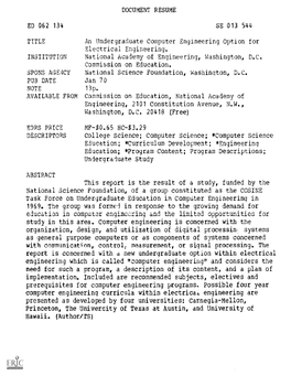 An Undergraduate Computer Engineering Option for Electrical Engineering