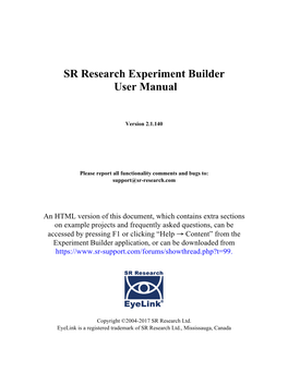 SR Research Experiment Builder User Manual