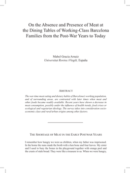 On the Absence and Presence of Meat at the Dining Tables of Working-Class Barcelona Families from the Post-War Years to Today