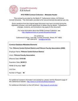 Fillmore Central School District and Fillmore Faculty Association (2008)
