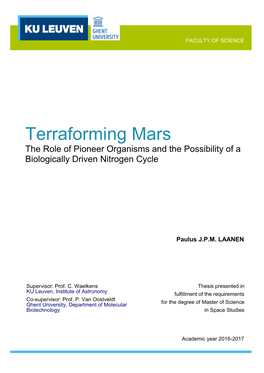 Terraforming Mars the Role of Pioneer Organisms and the Possibility of a Biologically Driven Nitrogen Cycle