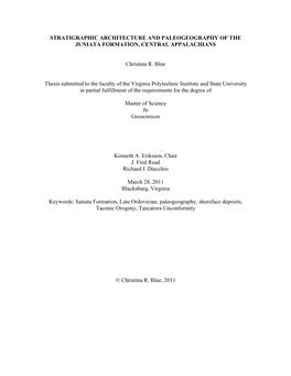 Stratigraphic Architecture and Paleogeography of the Juniata Formation, Central Appalachians