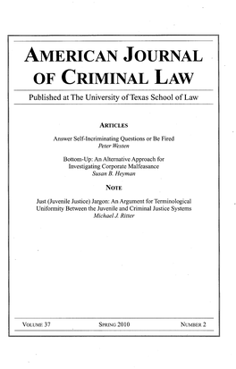 OF CRIMINAL LAW Published at the University of Texas School of Law