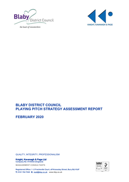 Blaby District Council Playing Pitch Strategy Assessment Report