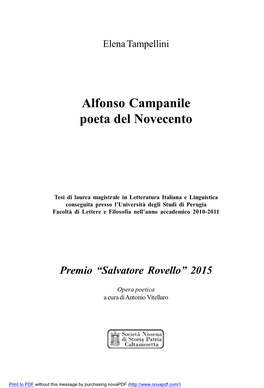 Alfonso Campanile Poeta Del Novecento