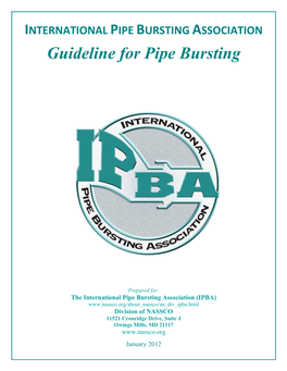 IPBA General Specification for Pipe Bursting