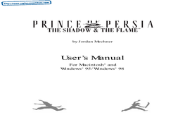 Prince of Persia 2: the Shadow and the Flame DOS Manual