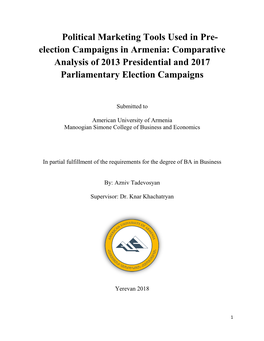 Election Campaigns in Armenia: Comparative Analysis of 2013 Presidential and 2017 Parliamentary Election Campaigns
