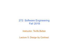 Lecture 5: Design by Contract and Runtime