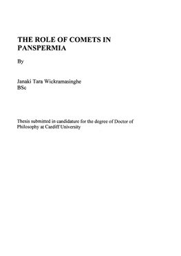 The Role of Comets in Panspermia