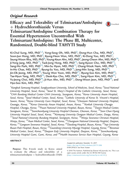 Efficacy and Tolerability of Telmisartan/Amlodipine + Hydrochlorothiazide
