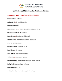 CWCC Top 25 Most Powerful Women in Business