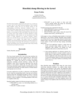 Rtnetlink Dump Filtering in the Kernel