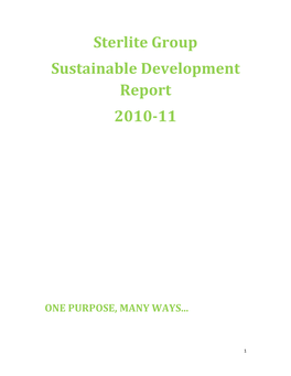 Sterlite Group Sustainable Development Report 2010-11