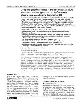 Spirochaeta Africana Type Strain (Z-7692T)