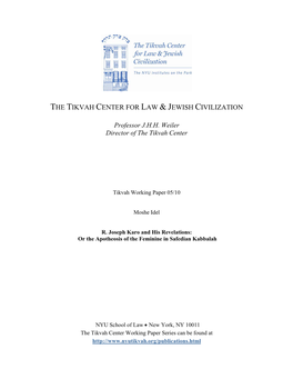 The Tikvah Center for Law & Jewish Civilization