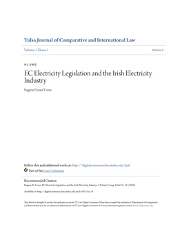 EC Electricity Legislation and the Irish Electricity Industry Eugene Daniel Cross