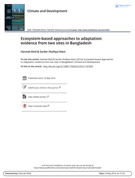 Ecosystem-Based Approaches to Adaptation: Evidence from Two Sites in Bangladesh