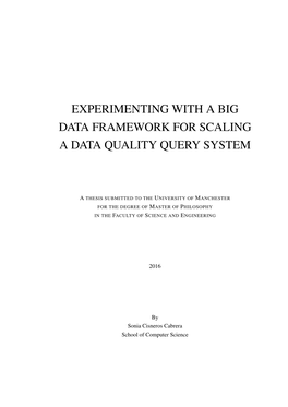 Experimenting with a Big Data Framework for Scaling a Data Quality Query System