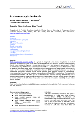 Acute Monocytic Leukemia