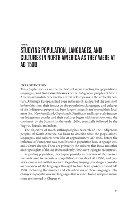 Studying Population, Languages, and Cultures in North America As They Were at Ad 1500