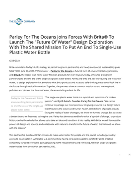 Parley for the Oceans Joins Forces with Brita® to Launch the 