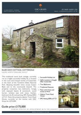 Guide Price £175,000 Viewing Strictly by Appointment with the Vendor’S Sole Agents