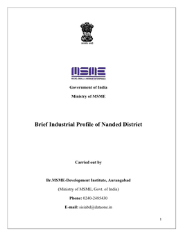 Brief Industrial Profile of Nanded District