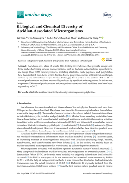 Biological and Chemical Diversity of Ascidian-Associated Microorganisms