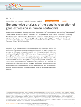 Genome-Wide Analysis of the Genetic Regulation of Gene Expression in Human Neutrophils