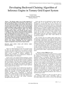 Developing Backward Chaining Algorithm of Inference Engine in Ternary Grid Expert System