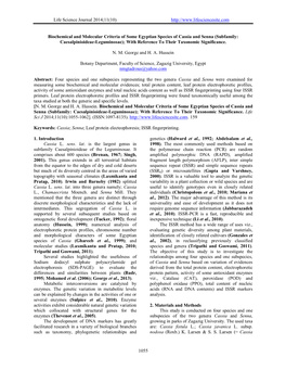 Life Science Journal 2014;11(10) 1055 Biochemical and Molecular Criteria of Some Egyptian Speci