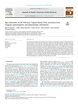 Age Constraints on the Paleozoic Yaguarí-Buena Vista